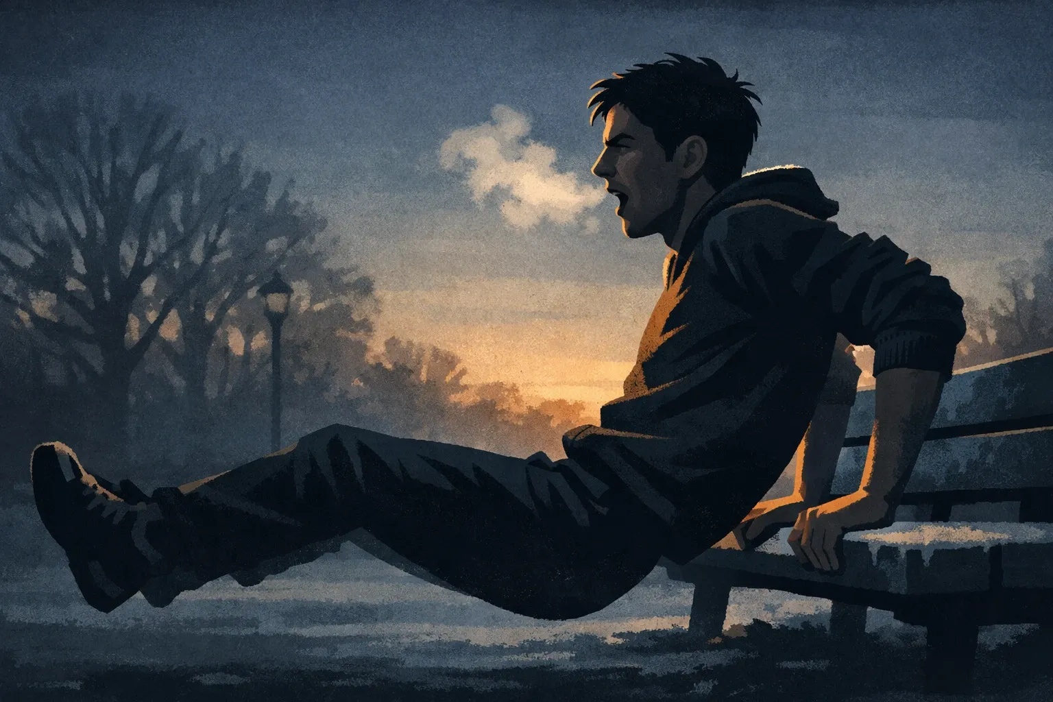 A man sitting outside, looking relaxed and present — representing the gradual return of energy and engagement after the flatline
