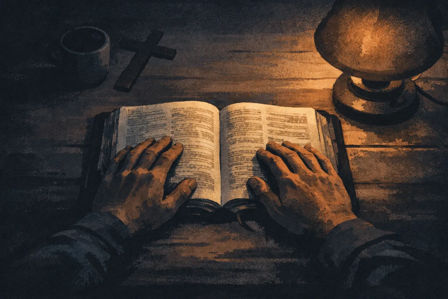 A person journaling and praying at a desk, representing spiritual disciplines in Christian recovery