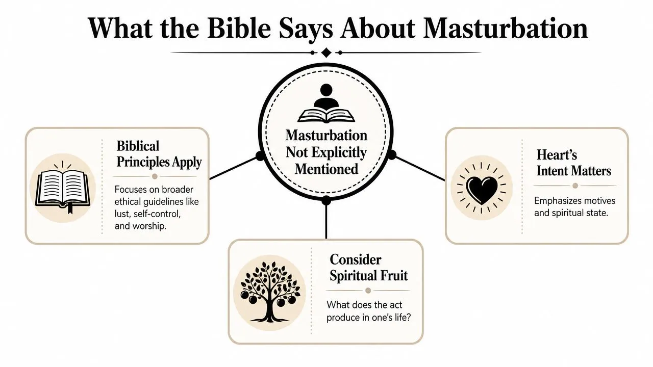 A diagram explaining how biblical principles are applied to the topic of masturbation through spiritual reflection.