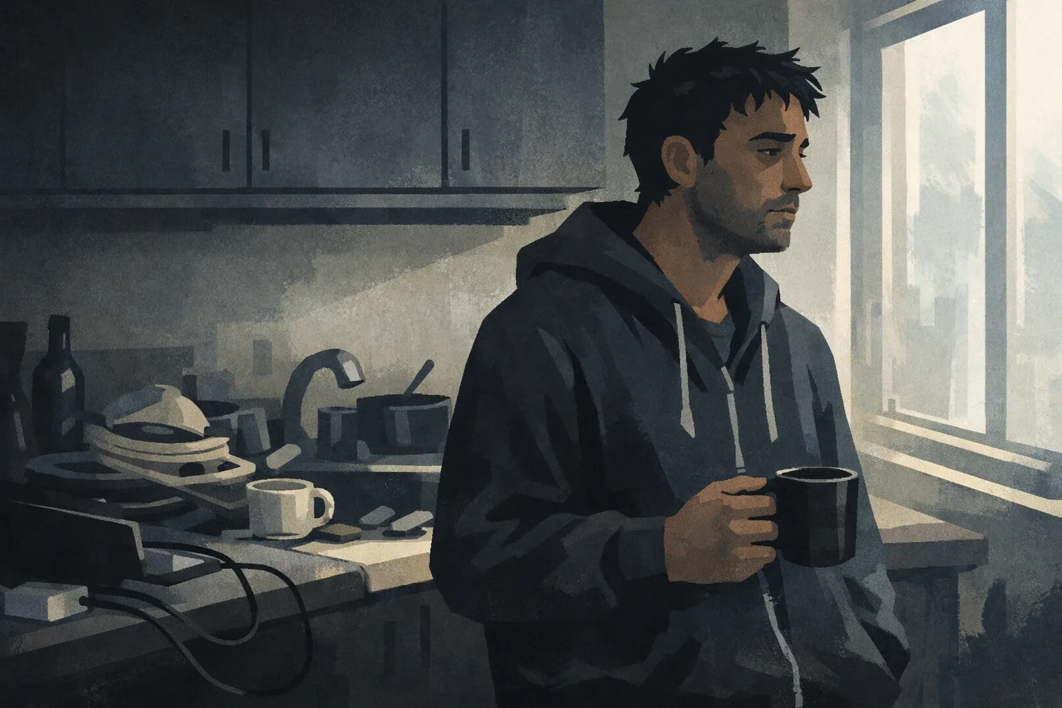 A man lying in bed looking at his phone, illustrating the habit pattern of daily porn use before sleep