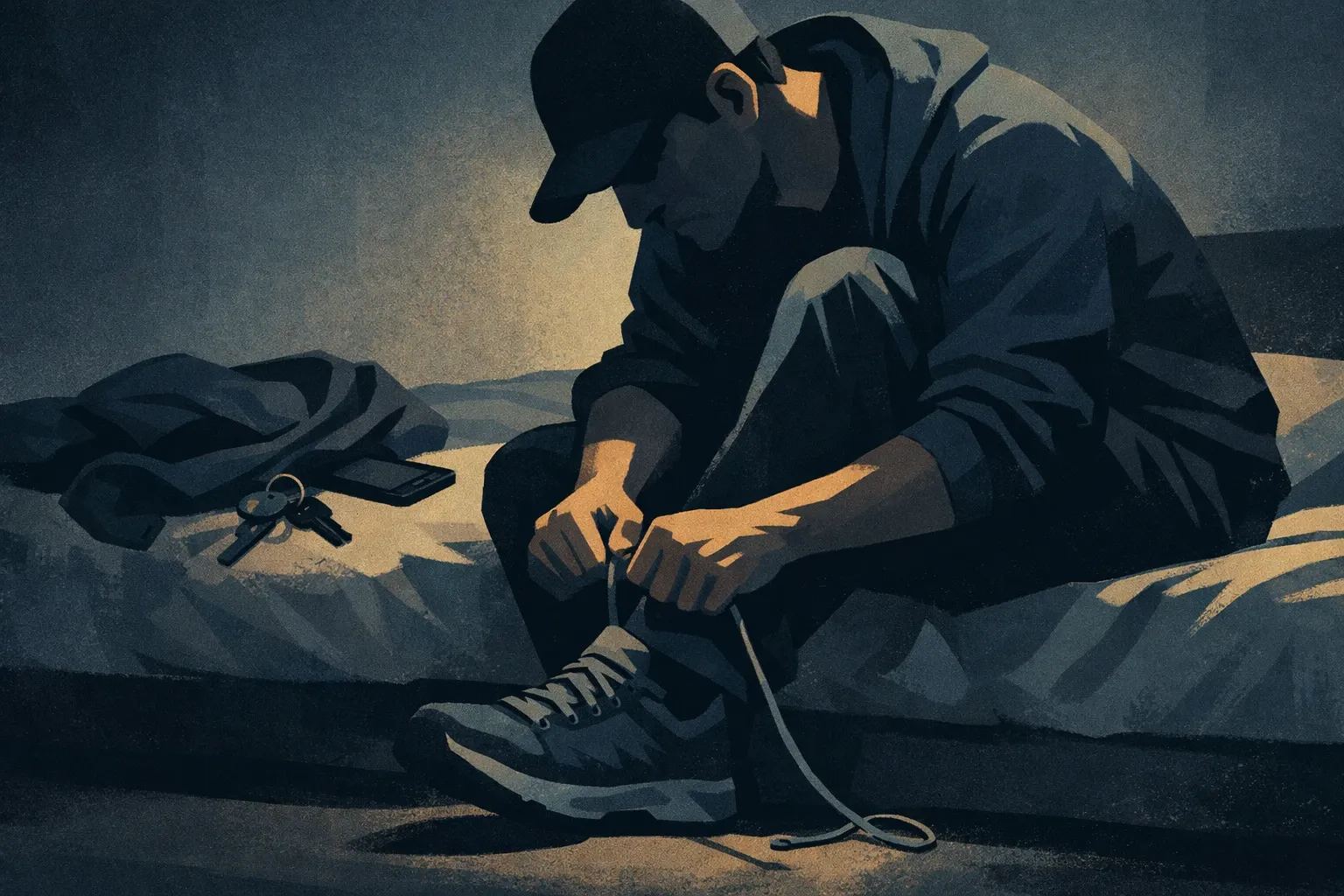 A man splashing cold water on his face, using the physical reset technique to interrupt an intense urge