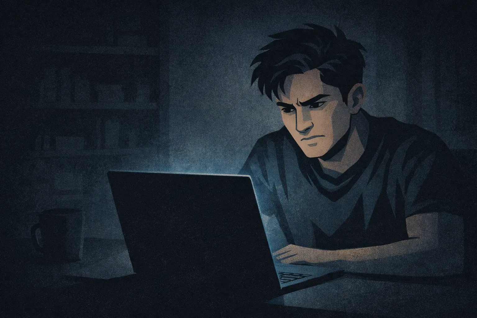 A man examining his hairline in a bathroom mirror, thoughtful rather than alarmed — representing honest self-assessment without panic