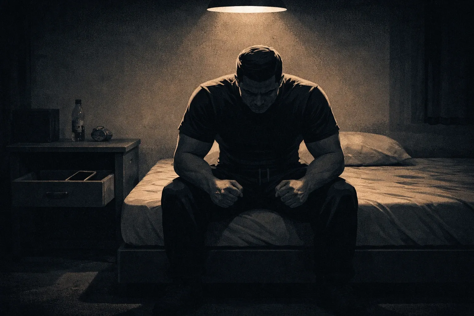 A man meditating alone in a quiet room, representing the discipline and inward focus of NoFap hard mode