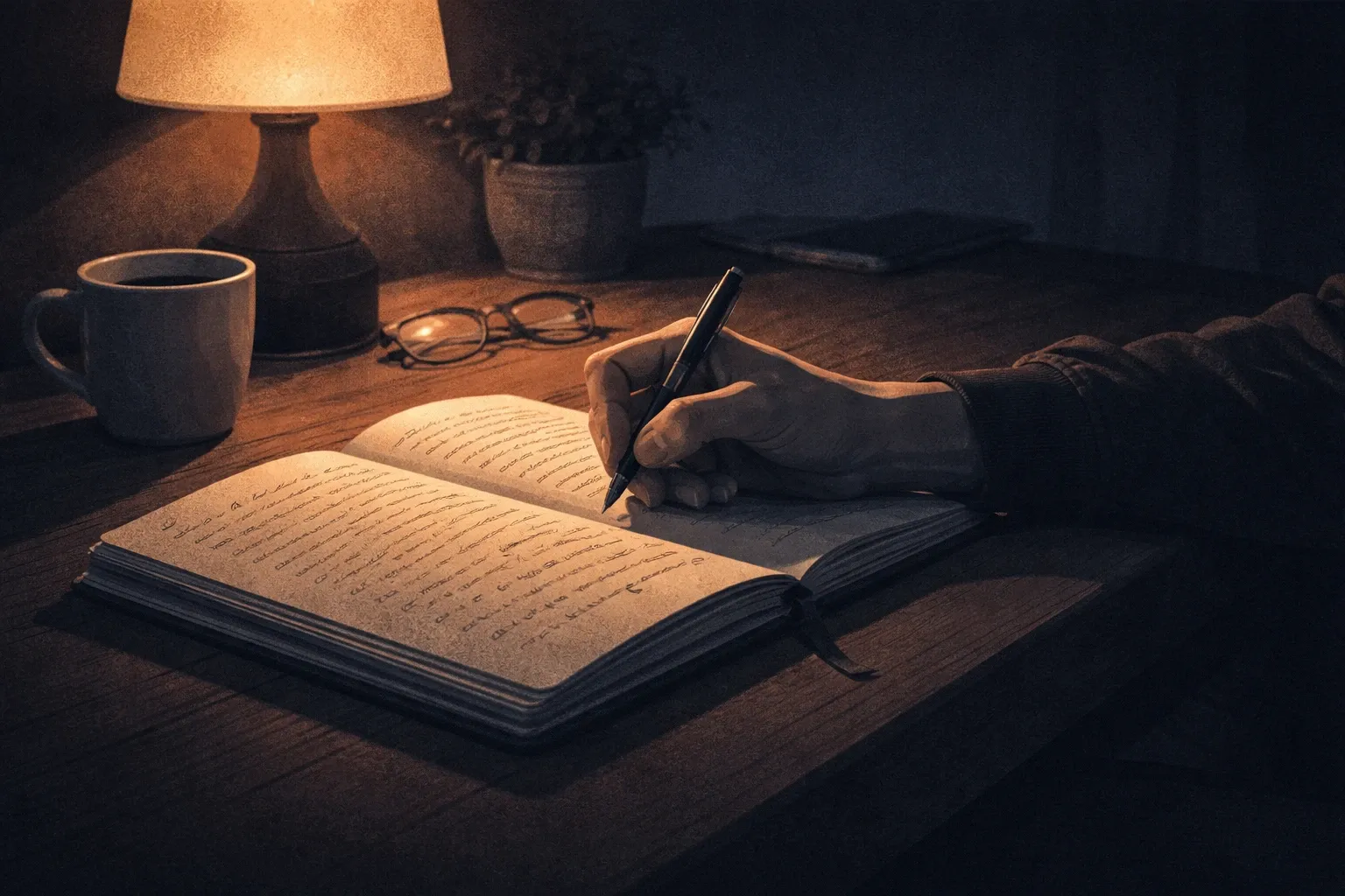 A man jogging on a foggy morning path, silhouetted by low light — sense of momentum and clarity