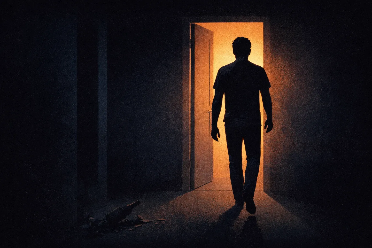 A person putting their phone face-down on a table, representing the decision to interrupt the PMO loop at the trigger point