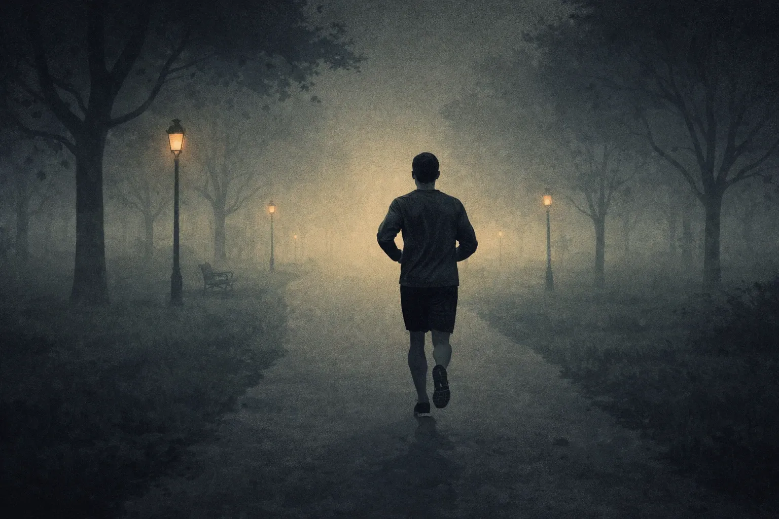 A phone screen showing a streak counter at day 32, with a calm, focused man in the background