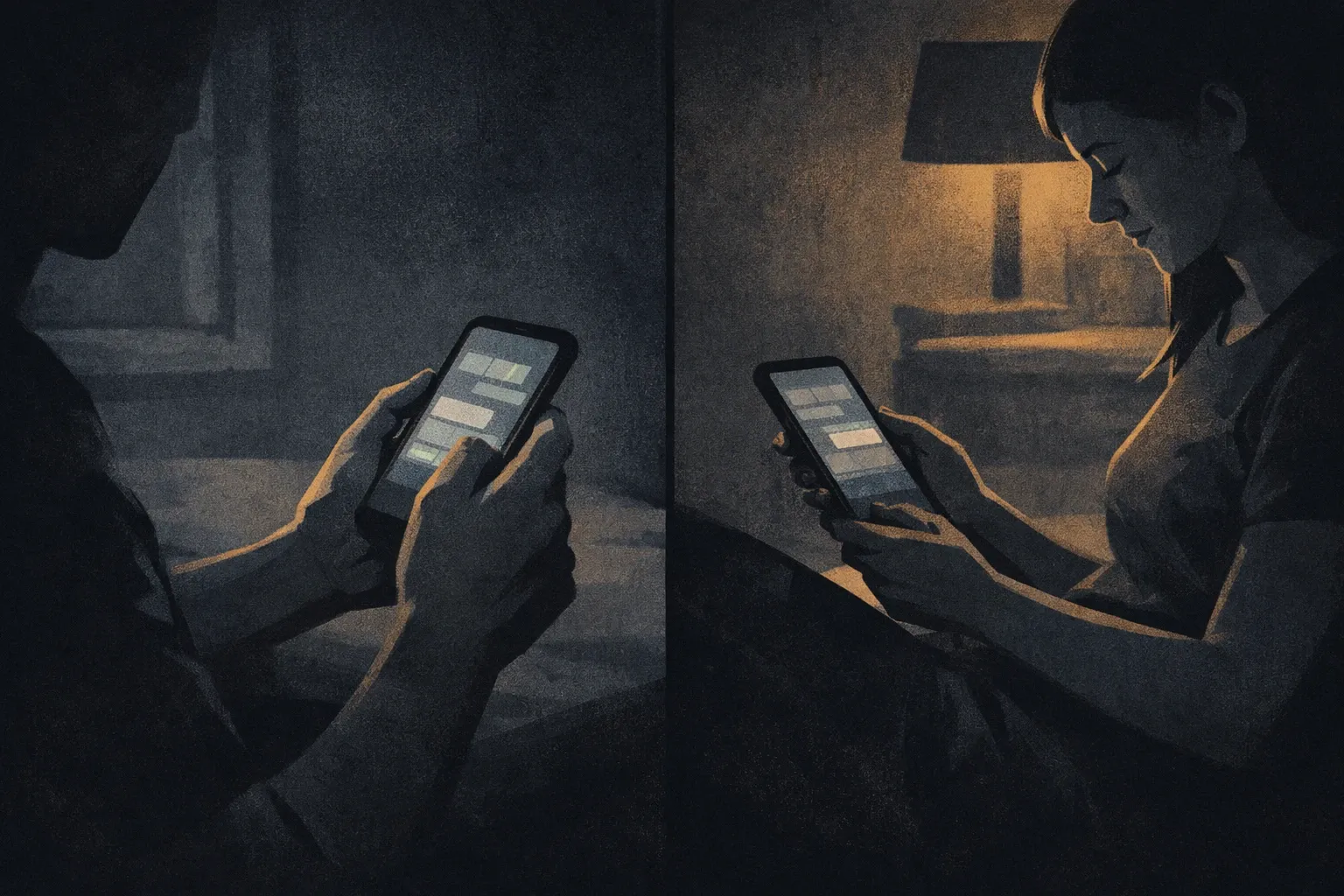 Two people exchanging honest, low-key messages on their phones — representing the kind of simple, direct accountability check-ins that actually work